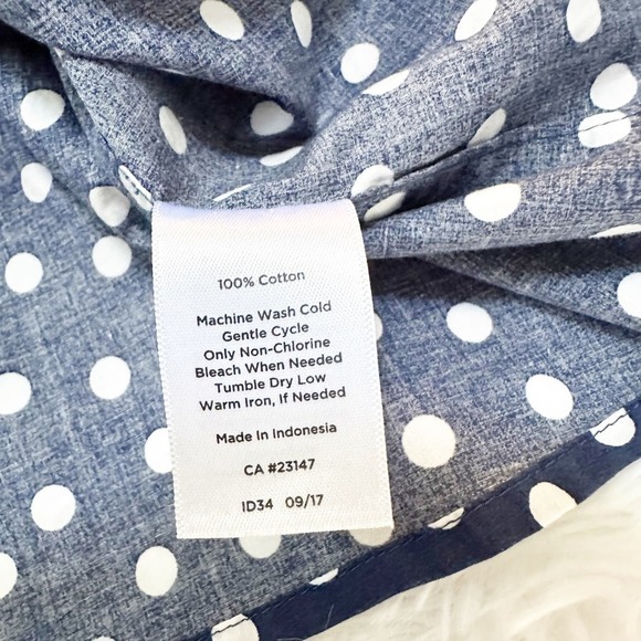 Talbots Polka Dot Navy Blue Button Up Blouse Size Small Cotton - Picture 6 of 7